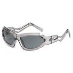 (6 PACK) Wholesale Sunglasses Unique Punk Women Y2K Futuristic Funny Cycling 2023 - BulkSunglassesWholesale.com - Clear Grey Frame Grey