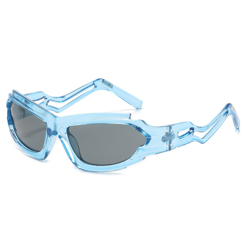 (6 PACK) Wholesale Sunglasses Unique Punk Women Y2K Futuristic Funny Cycling 2023 - BulkSunglassesWholesale.com - Clear Blue Frame Grey