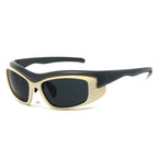 (6 PACK) Wholesale Sunglasses New Arrival Sport Women Outdoor Cycling 2023 - BulkSunglassesWholesale.com - Black Temple Beige White Frame Black Lens