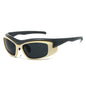 (6 PACK) Wholesale Sunglasses New Arrival Sport Women Outdoor Cycling 2023 - BulkSunglassesWholesale.com - Black Temple Beige White Frame Black Lens