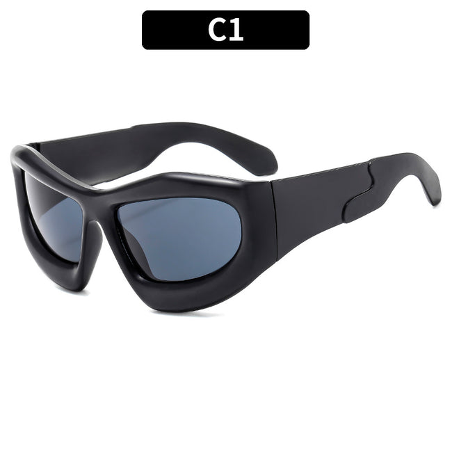 (6 PACK) Wholesale Sunglasses Unique Hip Hop Fashion Trendy 2023 - BulkSunglassesWholesale.com - Black Frame Black Lens Hover Image