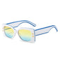 (6 PACK) Wholesale Sunglasses New Arrival Square Fashion Pentagram 2023 - BulkSunglassesWholesale.com - White Frame Green Yellow Lens