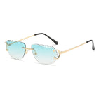 (6 PACK) Wholesale Sunglasses Cut Edge Rimless New Arrival Colorful Unique Street Trendy 2023 - BulkSunglassesWholesale.com - Gold Frame Gradient Green