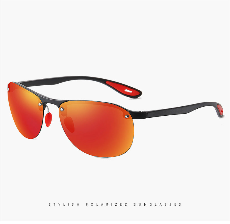 (6 PACK) Wholesale Sports Sunglasses New Arrival Semirimless Polarized Women Fashion TR Night Vision 2023 - BulkSunglassesWholesale.com - Black Frame Red Mirrored