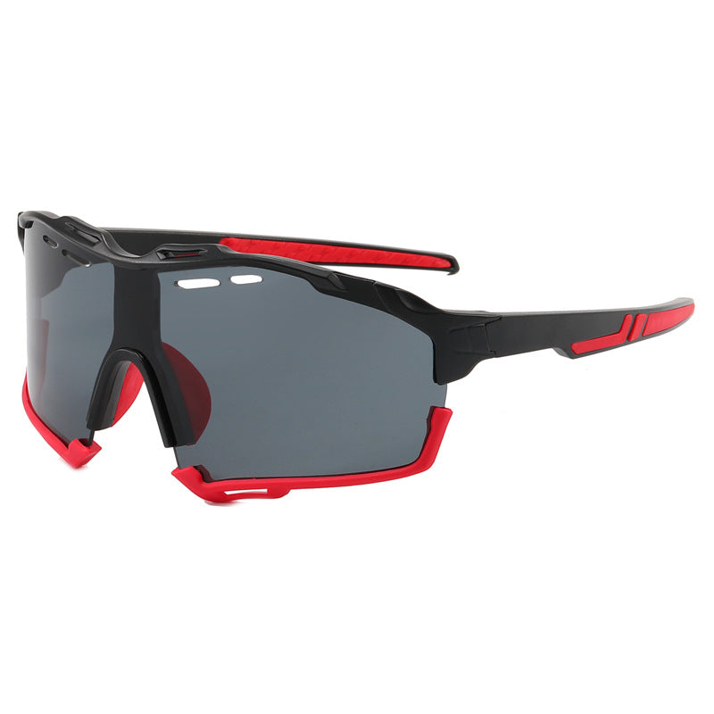 (12 PACK) Wholesale Sports Sunglasses New Arrival Outdoor Sport Unisex Windproof Fashion Polarized Cycling 2023 - BulkSunglassesWholesale.com - Black Red Frame Black Lens