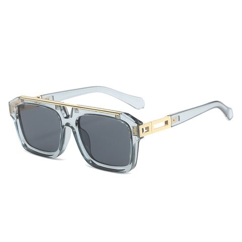 (6 PACK) Wholesale Sunglasses 2023 - BulkSunglassesWholesale.com - Clear Grey Frame Black Lens