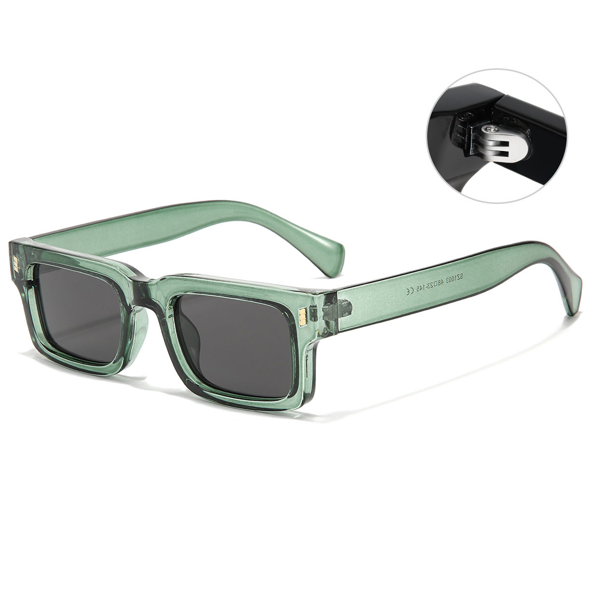 (6 PACK) Wholesale Sunglasses Men Vintage Small Women 2023 - BulkSunglassesWholesale.com - Clear Green Frame Black Grey