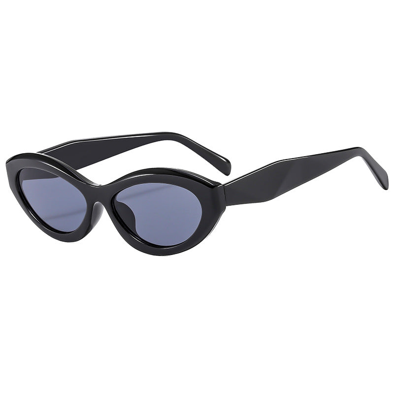 (6 PACK) Wholesale Sunglasses New Arrival Fashion Oval Small Trendy 2023 - BulkSunglassesWholesale.com - Shiny Black Frame