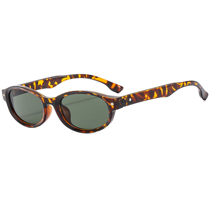 (6 PACK) Wholesale Sunglasses New Arrival Small Unique Fashion Candy Unisex 2023 - BulkSunglassesWholesale.com - Leopard Print Frame Green Lens