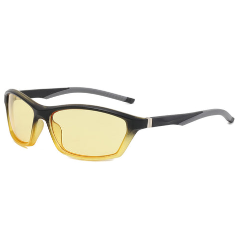 (12 PACK) Wholesale Sports Sunglasses 2023 - BulkSunglassesWholesale.com - Black Yellow Frame Yellow Lens