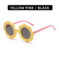 (6 PACK) Wholesale Sunglasses 2023 - BulkSunglassesWholesale.com - Yellow Frame Pink Temple Black Lens