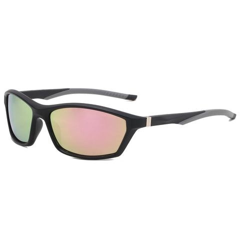 (12 PACK) Wholesale Sports Sunglasses 2023 - BulkSunglassesWholesale.com - Black Frame Pink Mirrored