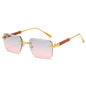 (6 PACK) Wholesale Sunglasses Cut Edge Fashion Rimless New Arrival Trendy Unisex 2023 - BulkSunglassesWholesale.com - Gold Frame Grey Pink