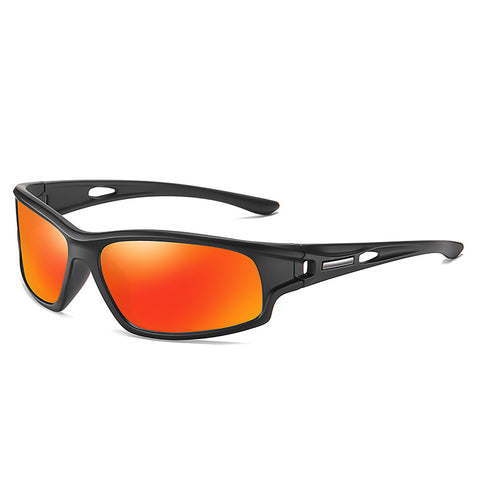 (6 PACK) Wholesale Sports Sunglasses New Arrival Cycling Sport Polarized Men Night Vision 2023 - BulkSunglassesWholesale.com - Black Frame Orange Red Lens