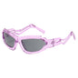 (6 PACK) Wholesale Sunglasses Unique Punk Women Y2K Futuristic Funny Cycling 2023 - BulkSunglassesWholesale.com - Clear Purple Frame Grey