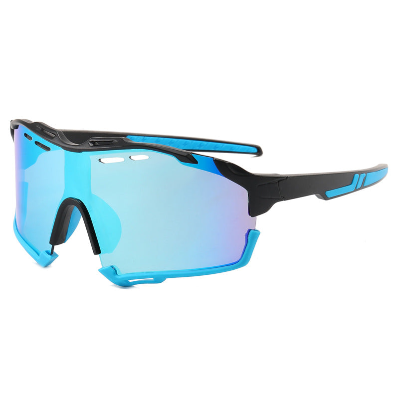 (12 PACK) Wholesale Sports Sunglasses New Arrival Outdoor Sport Unisex Windproof Fashion Polarized Cycling 2023 - BulkSunglassesWholesale.com - Black Blue Frame Blue Mirrored
