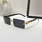 (6 PACK) Wholesale Sunglasses New Arrival Rimless Square Cut Edge Unique Fashion 2024 - BulkSunglassesWholesale.com - Black Lens