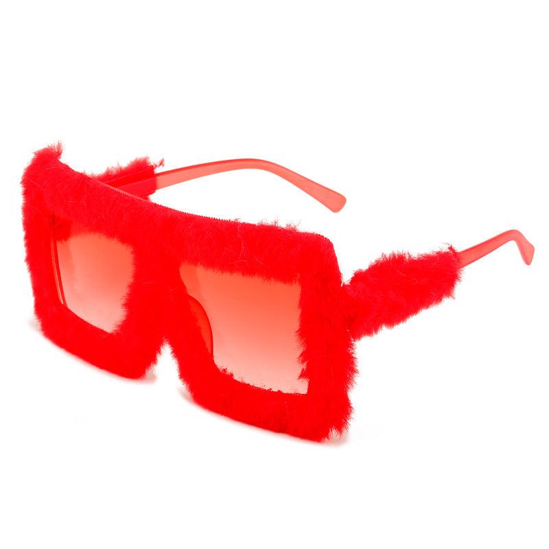 (6 PACK) Fluffy Fur Wholesale Sunglasses Women Square 2022 M121006 - Bulk Sunglasses Wholesale