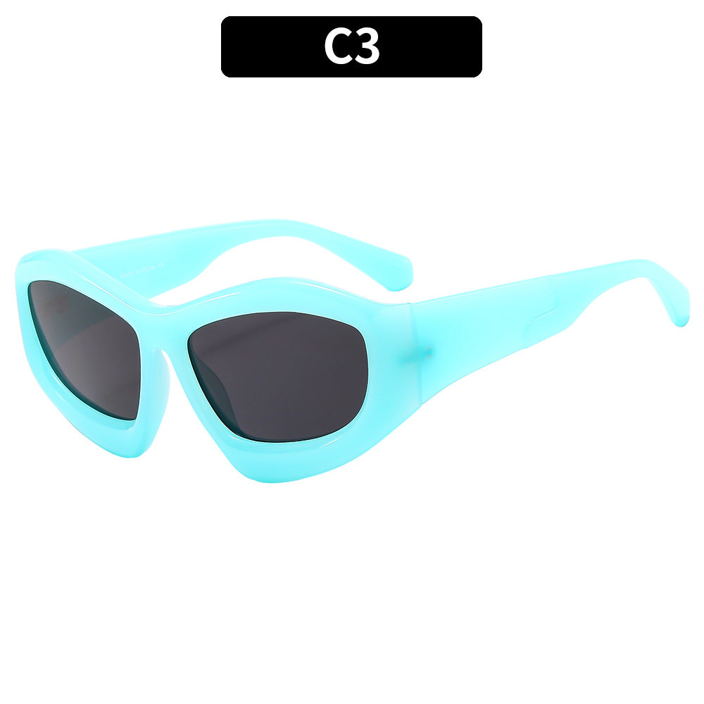 (6 PACK) Wholesale Sunglasses Unique Hip Hop Fashion Trendy 2023 - BulkSunglassesWholesale.com - Blue Frame Black Black Lens
