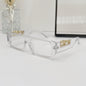 (6 PACK) Wholesale Sunglasses Small Vintage Square Trendy One Piece Unique 2024 - BulkSunglassesWholesale.com - Transparent Frame Clear Lens