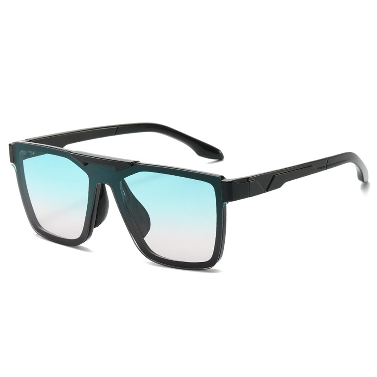 (6 PACK) Wholesale Sunglasses New Arrival Square Trendy Unique Unisex Oversized 2023 - BulkSunglassesWholesale.com - Shiny Black Frame Gradient Green