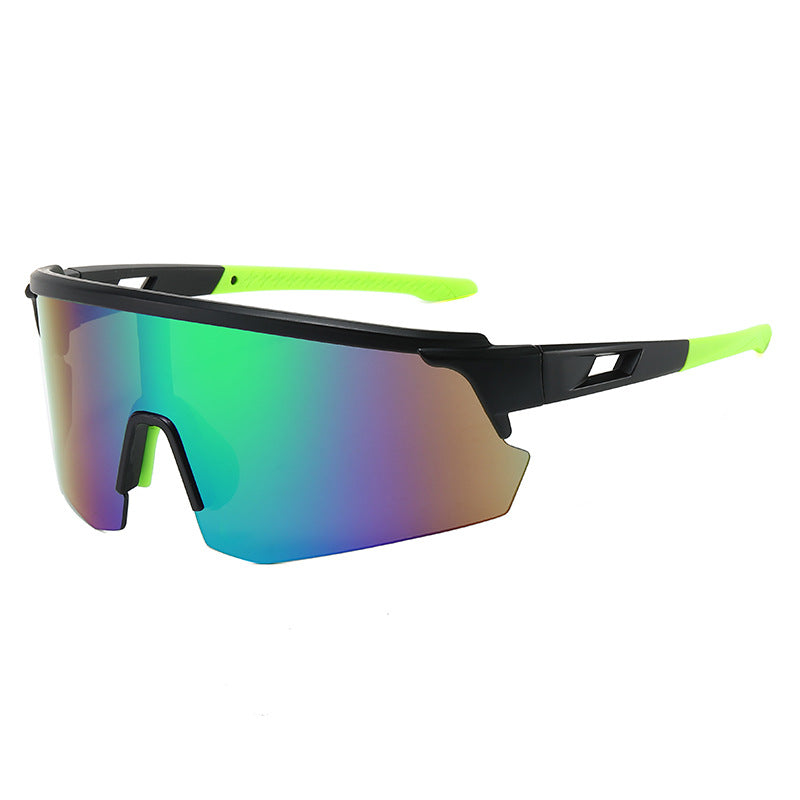 (12 PACK) Wholesale Sports Sunglasses New Arrival Outdoor Windproof Unisex Cycling Sport 2024 - BulkSunglassesWholesale.com - Matt Black Green Mirrored