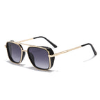 (6 PACK) Wholesale Sunglasses Vintage Metal Punk Double Bridge Aviator Women New Arrival 2023 - BulkSunglassesWholesale.com - Gold Frame Gradient Grey
