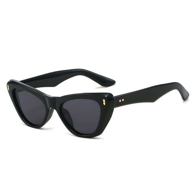 (6 PACK) Wholesale Sunglasses New Arrival Cat Eye Fashion Women 2023 - BulkSunglassesWholesale.com - Black Frame Black Lens Hover Image
