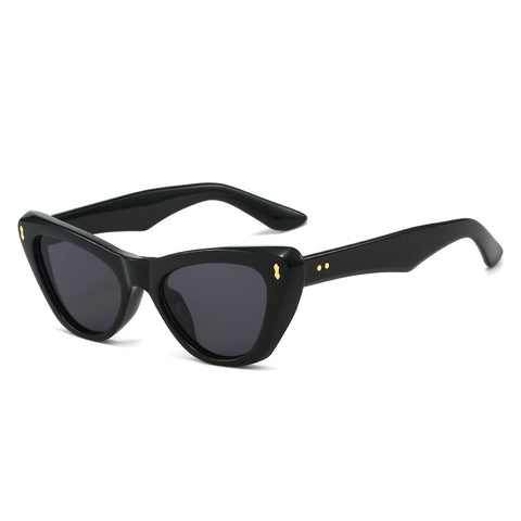 (6 PACK) Wholesale Sunglasses New Arrival Cat Eye Fashion Women 2023 - BulkSunglassesWholesale.com - Black Frame Black Lens