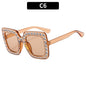 (6 PACK) Wholesale Sunglasses New Arrival Square Rhinestone Fashion Vintage Trendy 2023 - BulkSunglassesWholesale.com - Clear Tea Frame Tea Lens