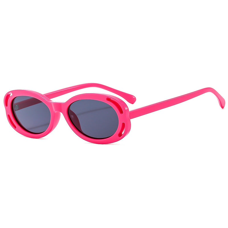 (6 PACK) Wholesale Sunglasses New Arrival Oval Unique Hollow 2023 - BulkSunglassesWholesale.com - Red