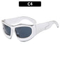 (6 PACK) Wholesale Sunglasses Unique Hip Hop Fashion Trendy 2023 - BulkSunglassesWholesale.com - Silver Frame Black Lens