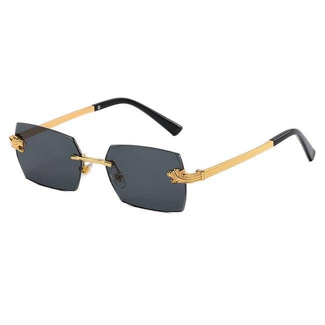 (6 PACK) Wholesale Sunglasses 2023 - BulkSunglassesWholesale.com - Gold Frame Black Grey Hover Image
