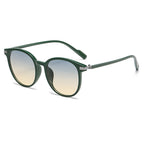 (6 PACK) Wholesale Sunglasses Fashion Korean Round Oversized Women Street Trendy 2024 - BulkSunglassesWholesale.com - Green Frame Blue Yellow Lens