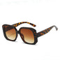 (6 PACK) Wholesale Sunglasses New Arrival Square Unique Oversized Fashion Korean 2023 - BulkSunglassesWholesale.com - Leopard Print Frame Gradient Tea Lens