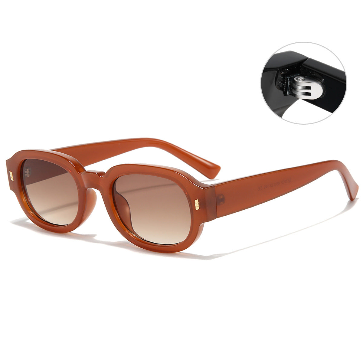 (6 PACK) Wholesale Sunglasses Vintage Small Women Men Fashion Rivet Oval Small 2023 - BulkSunglassesWholesale.com - Tea Frame Gradient Tea Frame