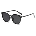 (6 PACK) Wholesale Sunglasses Fashion Korean Round Oversized Women Street Trendy 2024 - BulkSunglassesWholesale.com - Black Frame Black Black Lens