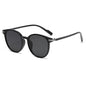 (6 PACK) Wholesale Sunglasses Fashion Korean Round Oversized Women Street Trendy 2024 - BulkSunglassesWholesale.com - Black Frame Black Black Lens