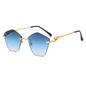 (6 PACK) Wholesale Sunglasses New Arrival Leopard Head Metal Polygon Colorful Women Trendy 2024 - BulkSunglassesWholesale.com - Gold Frame Gradient Blue