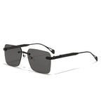 (6 PACK) Wholesale Sunglasses Metal New Arrival Small Cut Edge Rimless Women Men Fashion 2023 - BulkSunglassesWholesale.com - Black Frame Black Black Lens Gold