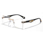 (6 PACK) Wholesale Sunglasses Rimless Fashion Cut Edge Square Women Hollow 2023 - BulkSunglassesWholesale.com - Gold Frame Transparent Lens Frame
