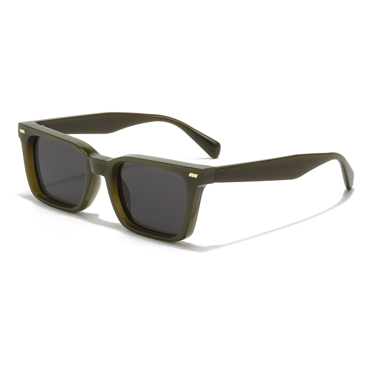 (6 PACK) Wholesale Sunglasses Vintage Square Unisex Fashion New Arrival 2023 - BulkSunglassesWholesale.com - Green Frame Black Black Lens