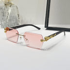 (6 PACK) Wholesale Sunglasses New Arrival Vintage Wood Grain Square 2024 - BulkSunglassesWholesale.com - Gold Frame Gradient Pink Lens