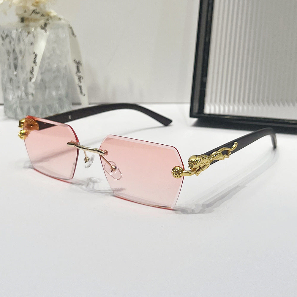 (6 PACK) Wholesale Sunglasses New Arrival Vintage Wood Grain Square 2024 - BulkSunglassesWholesale.com - Gold Frame Gradient Pink Lens