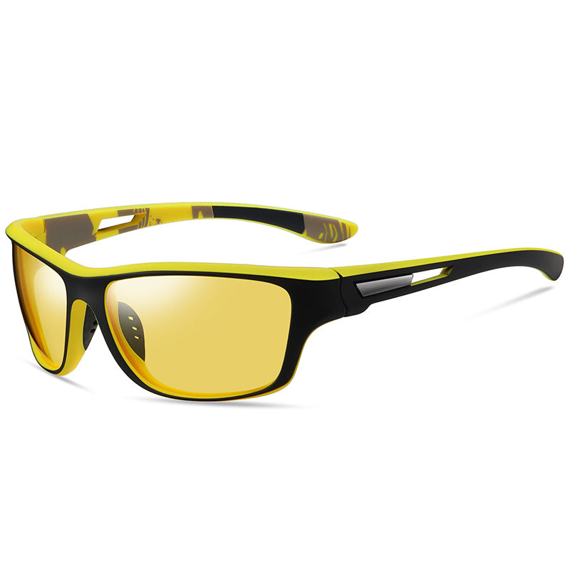 (6 PACK) Wholesale Sports Sunglasses 2023 - BulkSunglassesWholesale.com - Black Yellow Frame Night Vision Lens ()