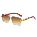 (6 PACK) Wholesale Sunglasses New Arrival Double Bridge Cut Edge Square Trendy 2023 - BulkSunglassesWholesale.com - Gold Frame Gradient Tea