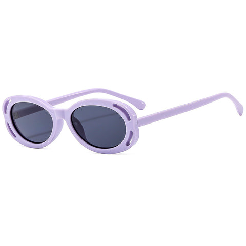 (6 PACK) Wholesale Sunglasses New Arrival Oval Unique Hollow 2023 - BulkSunglassesWholesale.com - Purple