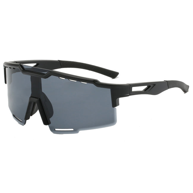 (12 PACK) Wholesale Sports Sunglasses New Arrival Sport Outdoor Fashion Cycling 2023 - BulkSunglassesWholesale.com - Black Frame Black Lens Hover Image