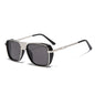 (6 PACK) Wholesale Sunglasses Vintage Metal Double Bridge Unisex Fashion Square Aviator Unique Punk 2023 - BulkSunglassesWholesale.com - Silver Frame Black Black Lens Gradient