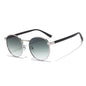 (6 PACK) Wholesale Sunglasses Vintage Round Women Metal Fashion 2023 - BulkSunglassesWholesale.com - Silver Frame Gradient Green Lens